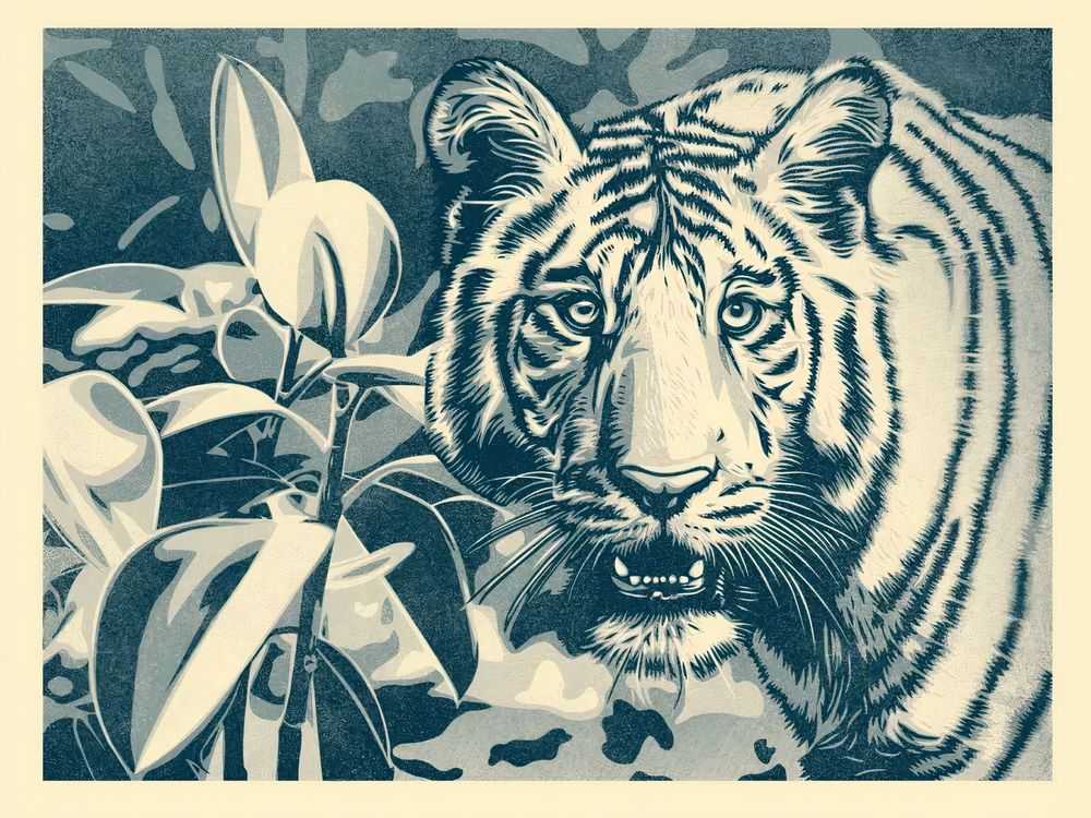 Shepard Fairey (Obey), ‘Grace And Power Under Pressure (Blue)’, 24-02-2022, Print, Screenprint on thick cream Speckletone paper, Self-released, Numbered, Dated