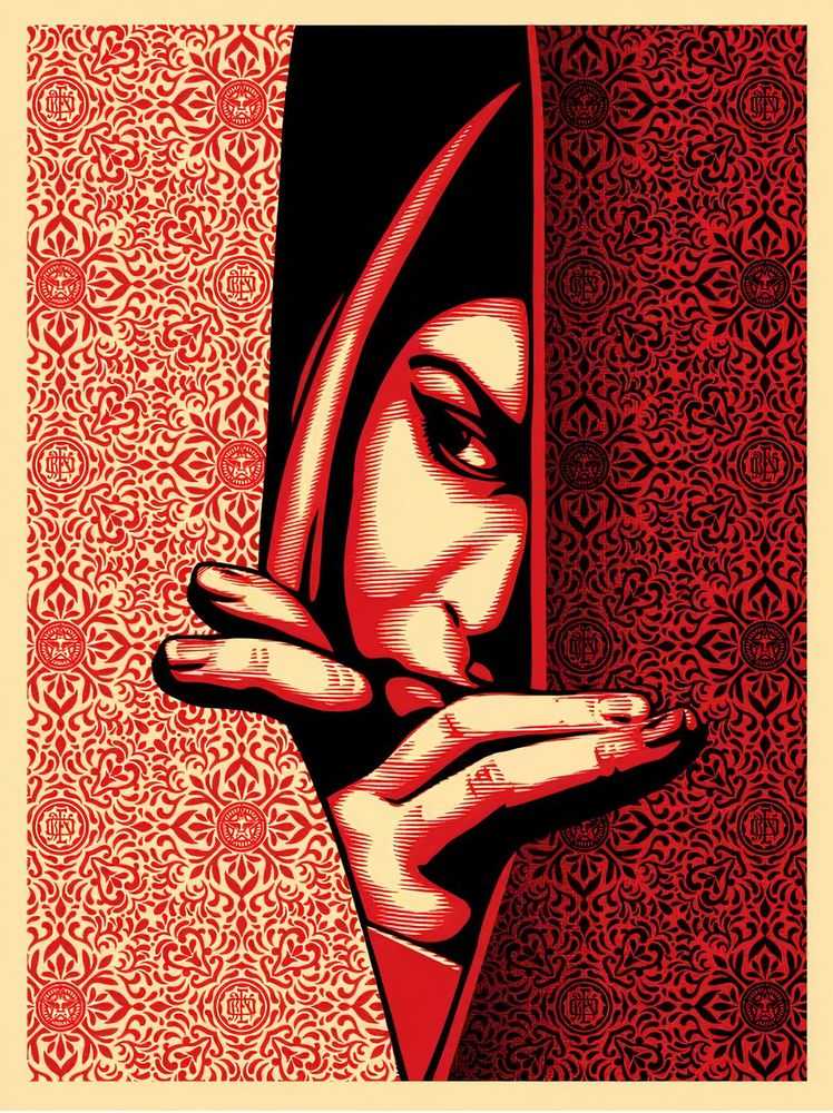 Shepard Fairey (Obey), ‘Israel/Palestine (Palestine Woman) (Red)’, 2009, Print, Screenprint in colours on speckled paper, Self-released, Numbered, Dated