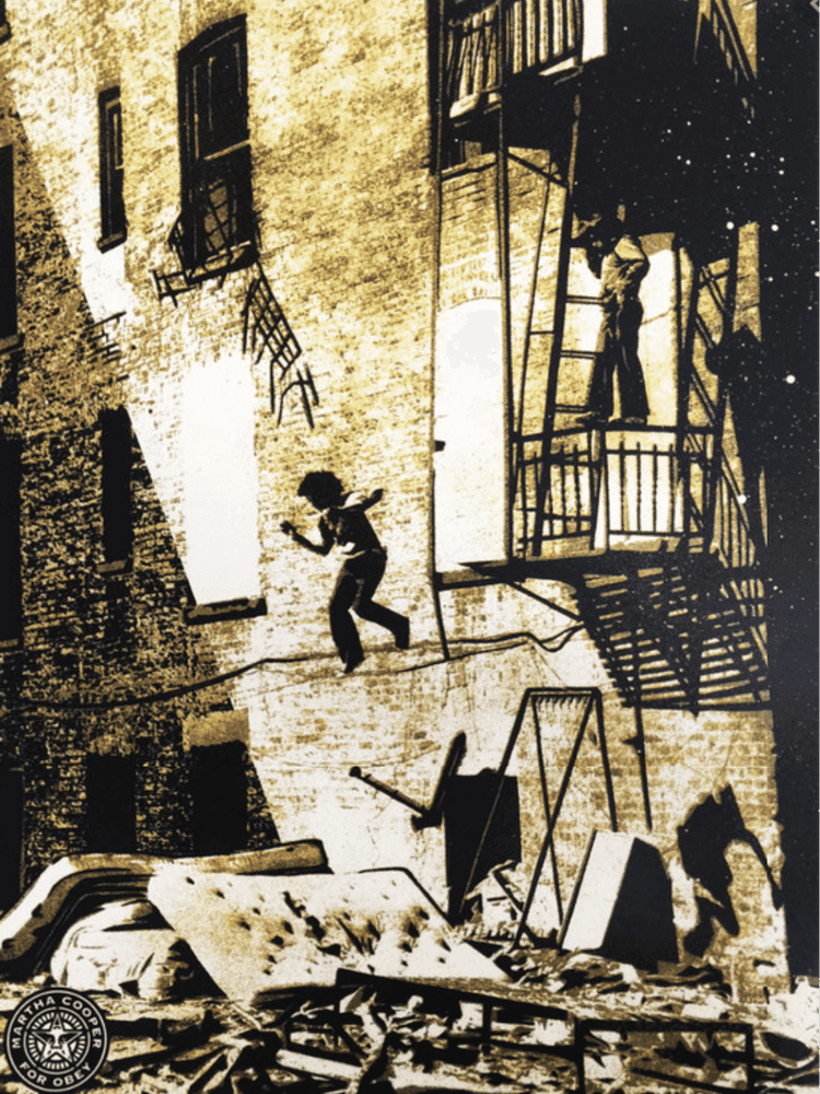 Shepard Fairey (Obey), ‘Leap Of Faith’, 2009, Print, Screenprint in colours on speckled paper, Self-released, Numbered, Dated