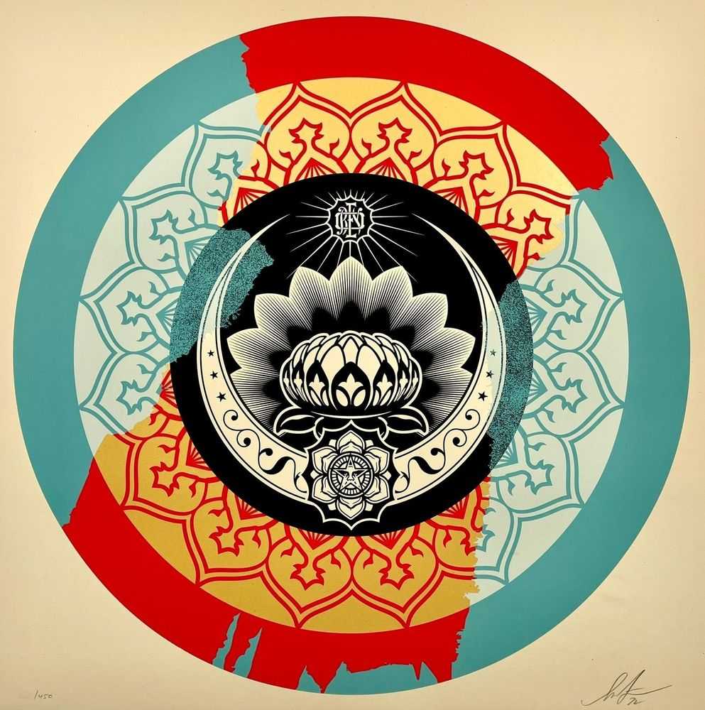 Shepard Fairey (Obey), ‘Lotus Ornament Target’, 2022, Print, Screenprint on thick cream Speckletone paper, null, Numbered, Dated