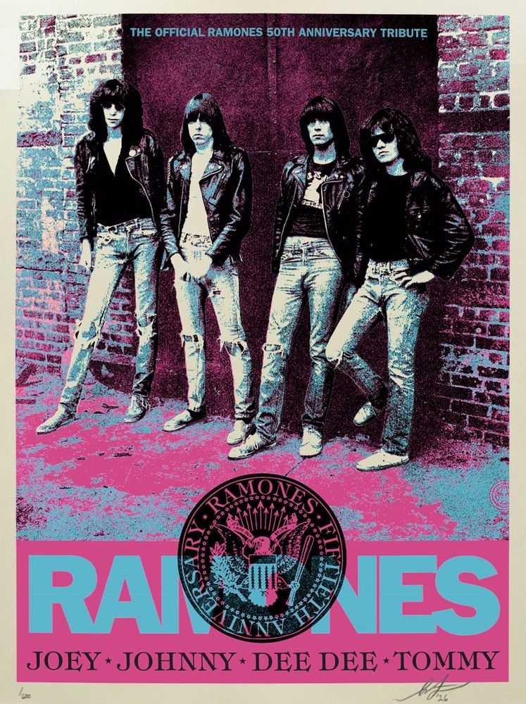 Shepard Fairey (Obey), ‘Ramones’, 2026, Print, Screen print on 80# cream Speckletone paper, Obey Giant, Numbered, Dated