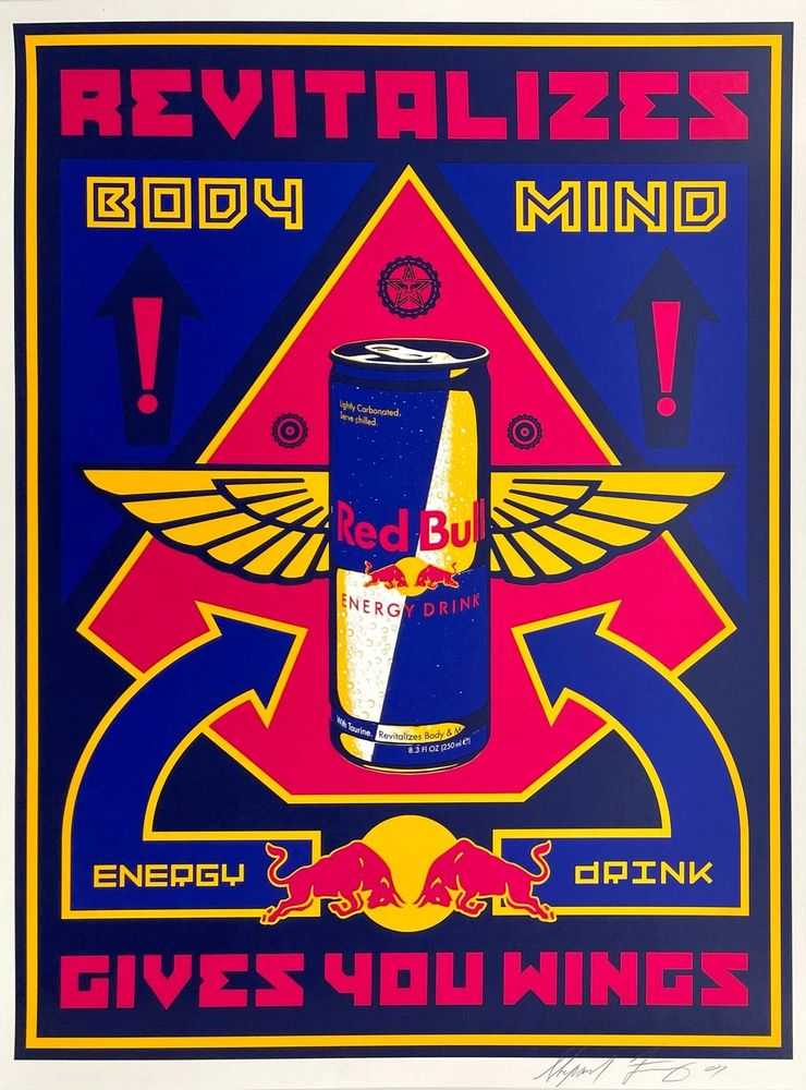 Shepard Fairey (Obey), ‘Red Bull, 2001 (rare - private release)’, 2001, Print, Screen print on white Speckletone fine-art paper, null, Dated