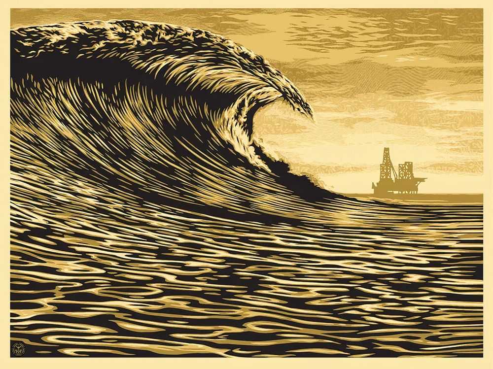 Shepard Fairey (Obey), ‘This New Wave Is A Little Slick For My Taste’, 2014, Print, Screenprint in colours on speckled paper, Self-released, Numbered, Dated
