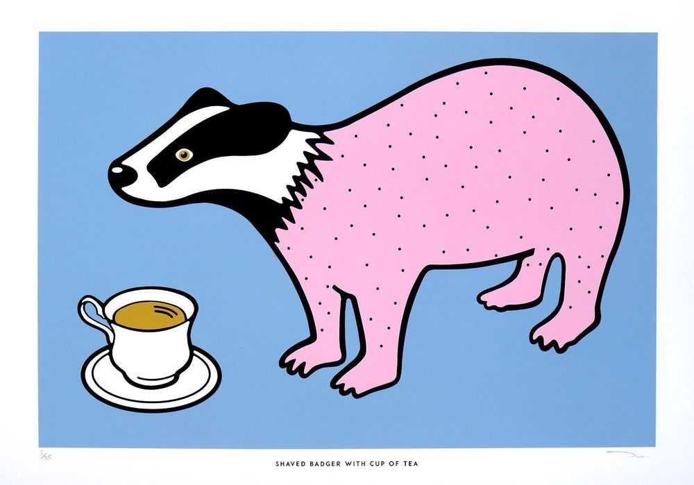 Simon Stephenson, ‘Shaved Badger with Cup of Tea’, 2017, Print, 4 Colour Screenprint on Somerset Satin 300gsm Paper, null,