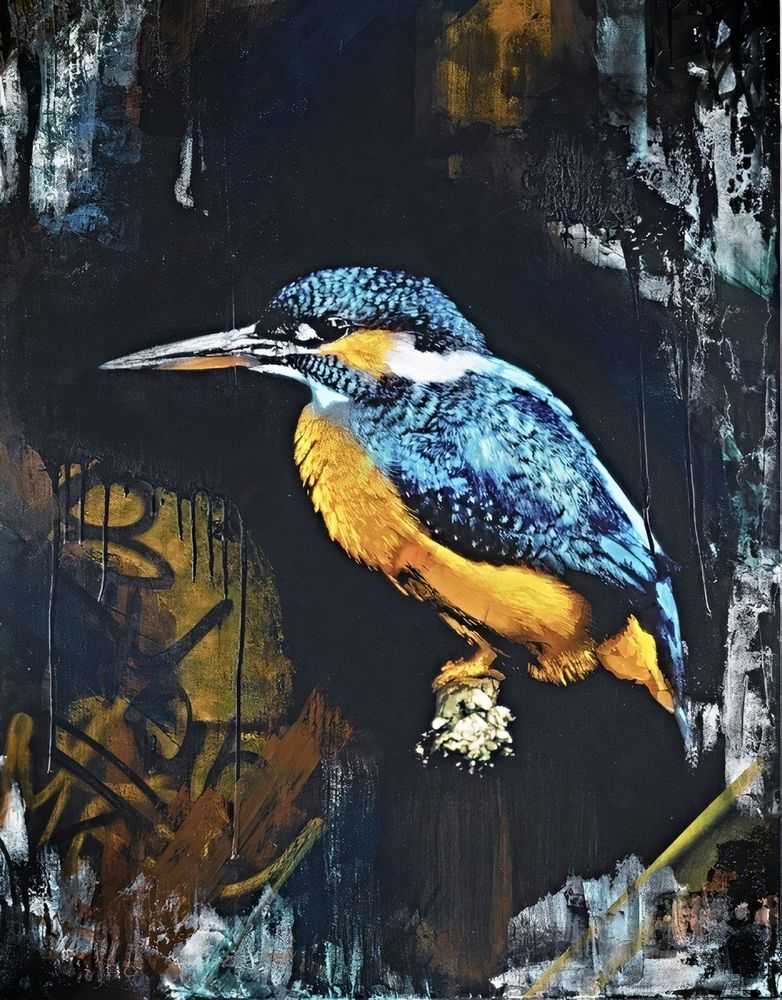 Snik, ‘Kingfisher’, 2011, Print, Pigment with screenprint varnish, DeLaMain Arts, Numbered, Dated
