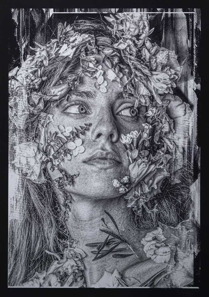 Snik, ‘Overcome - Silver’, 2025, Print, hand-cut stencil work metallic screen print, Goldmark Atelier,
