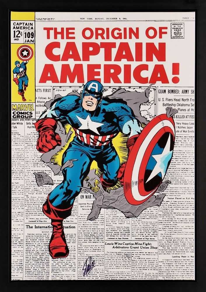 Stan Lee (Marvel), ‘Captain America # 109 - The Origin of Captain America! (Boxed Canvas)’, 2022, Print, Boxed canvas, Castle Fine Art, Numbered, Framed