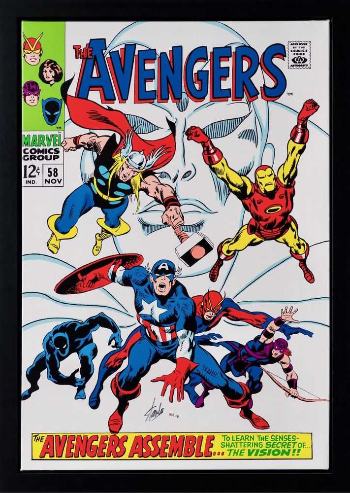 Stan Lee (Marvel), ‘The Avengers #58 - The Avengers Assemble - Boxed Canvas Edition’, 2024, Print, Boxed canvas, Castle Fine Art, Numbered