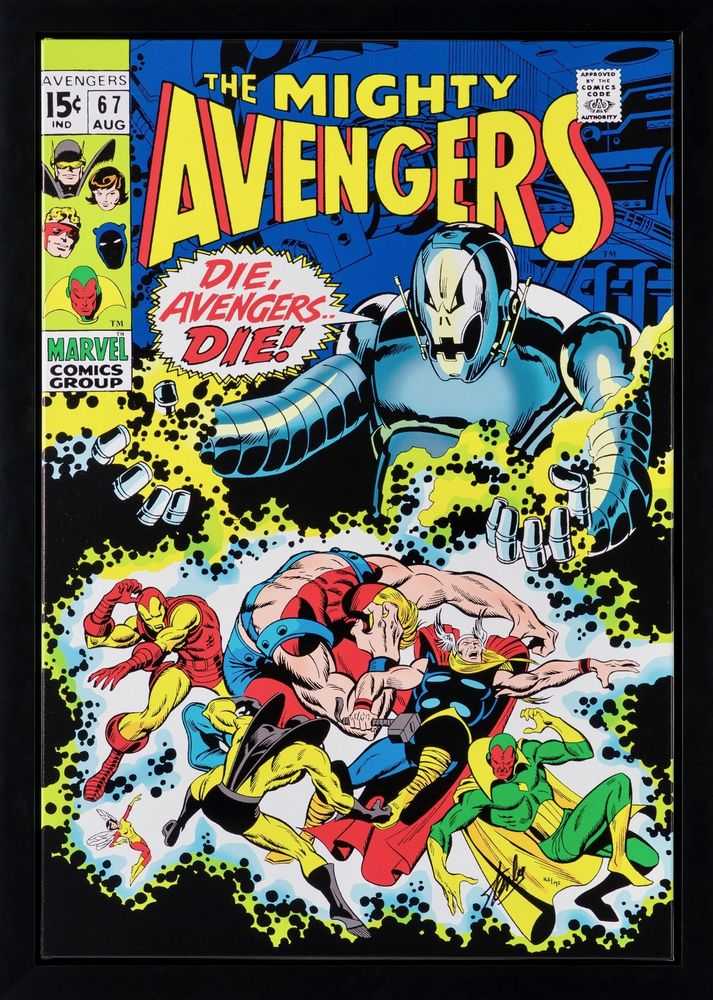 Stan Lee (Marvel), ‘The Mighty Avengers #67 - Die, Avengers Die! - Boxed Canvas Edition’, 2024, Print, Boxed canvas, Castle Fine Art, Numbered