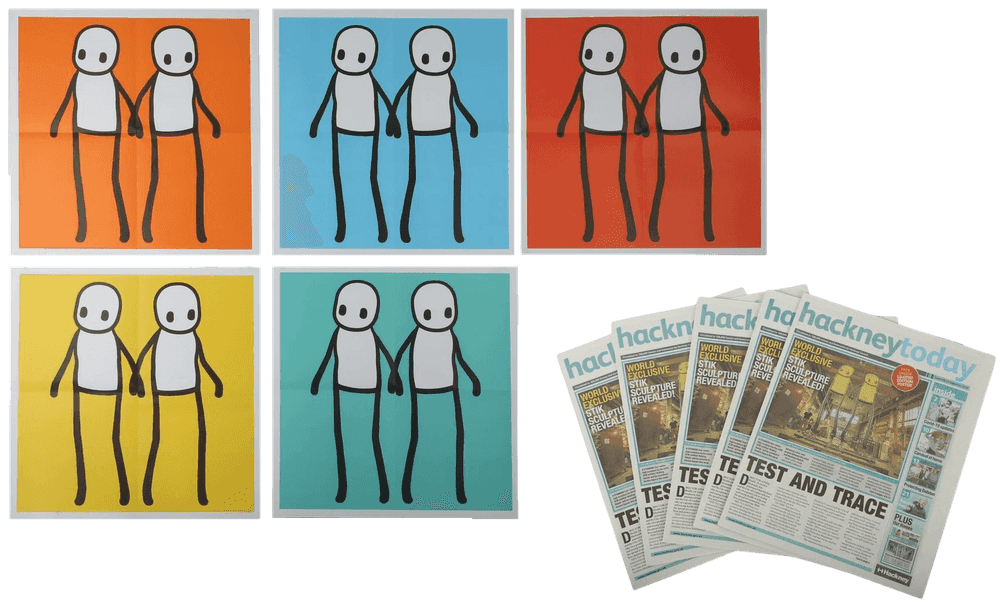 Stik, ‘Holding Hands (Full Set of Five - Hackney Today) (Signed)’, 2020, Print, Offset poster, null,