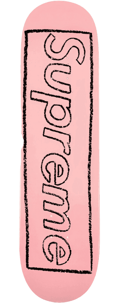 Kaws, ‘Supreme x KAWS Chalk Logo Skatedeck (Pink)’, 2021, Collectible, Archival pigment-print transfer on a cold-pressed steep natural skateboard deck., null,