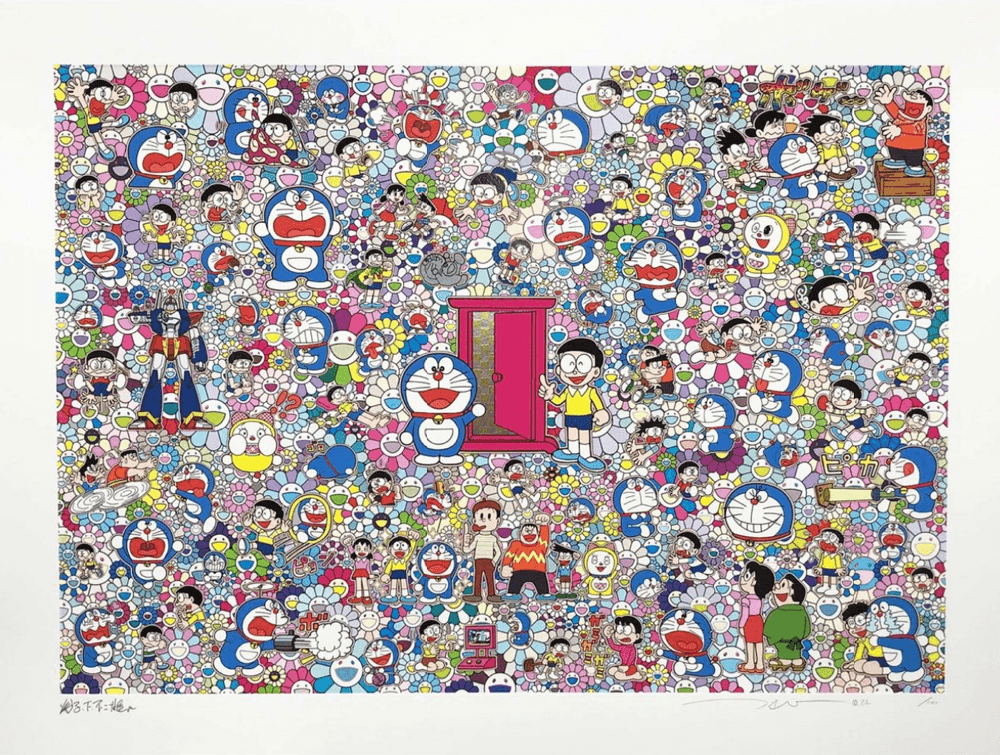 Takashi Murakami, ‘Anywhere Door (Dokodemo Door), Life From Here On’, 2022, Print, Silkscreen with gold leaf and platinum leaf, null, Numbered