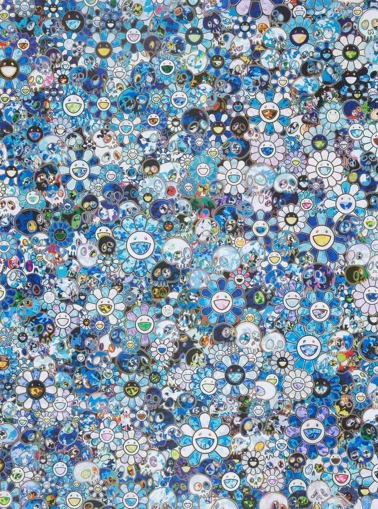 Takashi Murakami, ‘Blue Flower & Skulls’, 2016, Print, Offset lithograph, null, Numbered