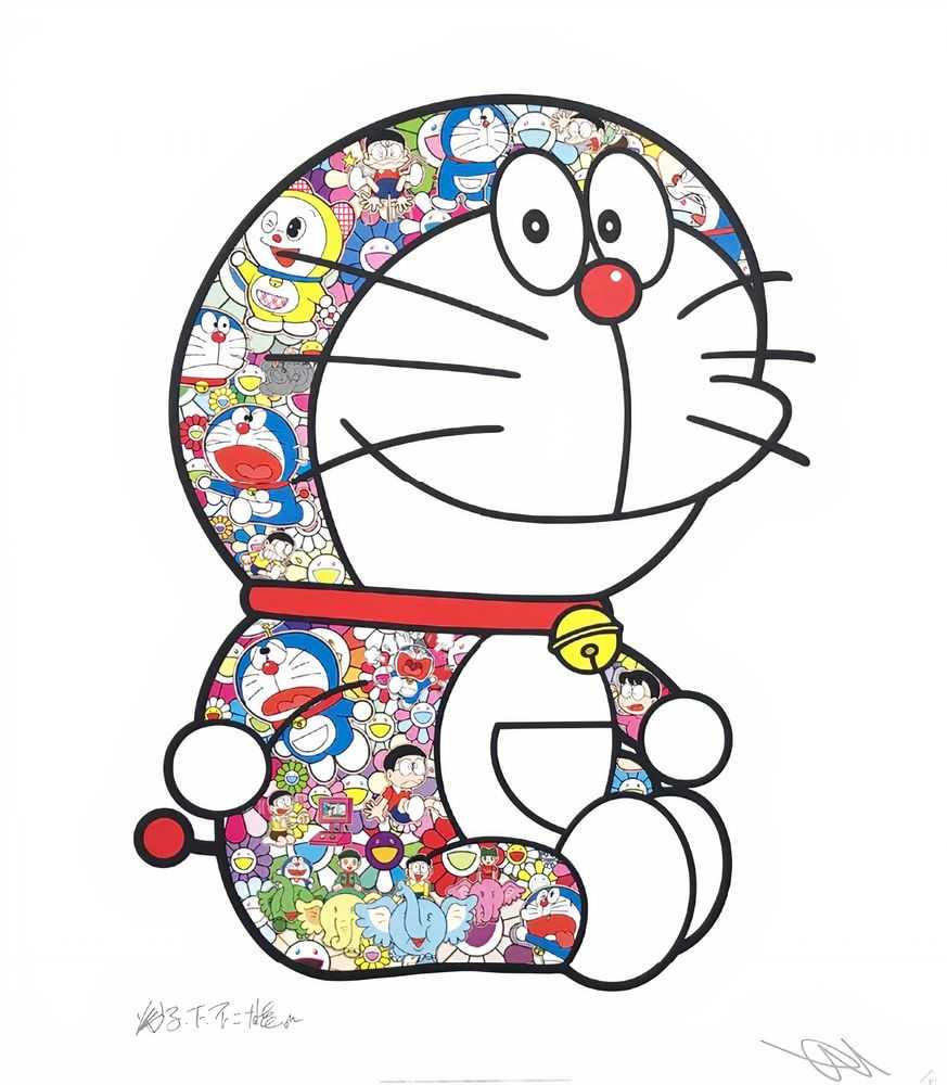 Takashi Murakami, ‘Doraemon Sitting Up (Every Day Is A Festival)’, 01-02-2022, Print, Offset print with silver and high gloss varnishing, Kaikai Kiki Co., Ltd., Numbered