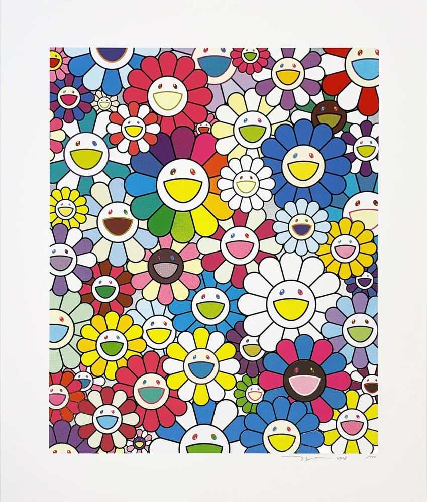 Takashi Murakami, ‘Flowers on the Island Closest to Heaven’, 2018, Print, Silkscreen with platinum leaf, null, Numbered