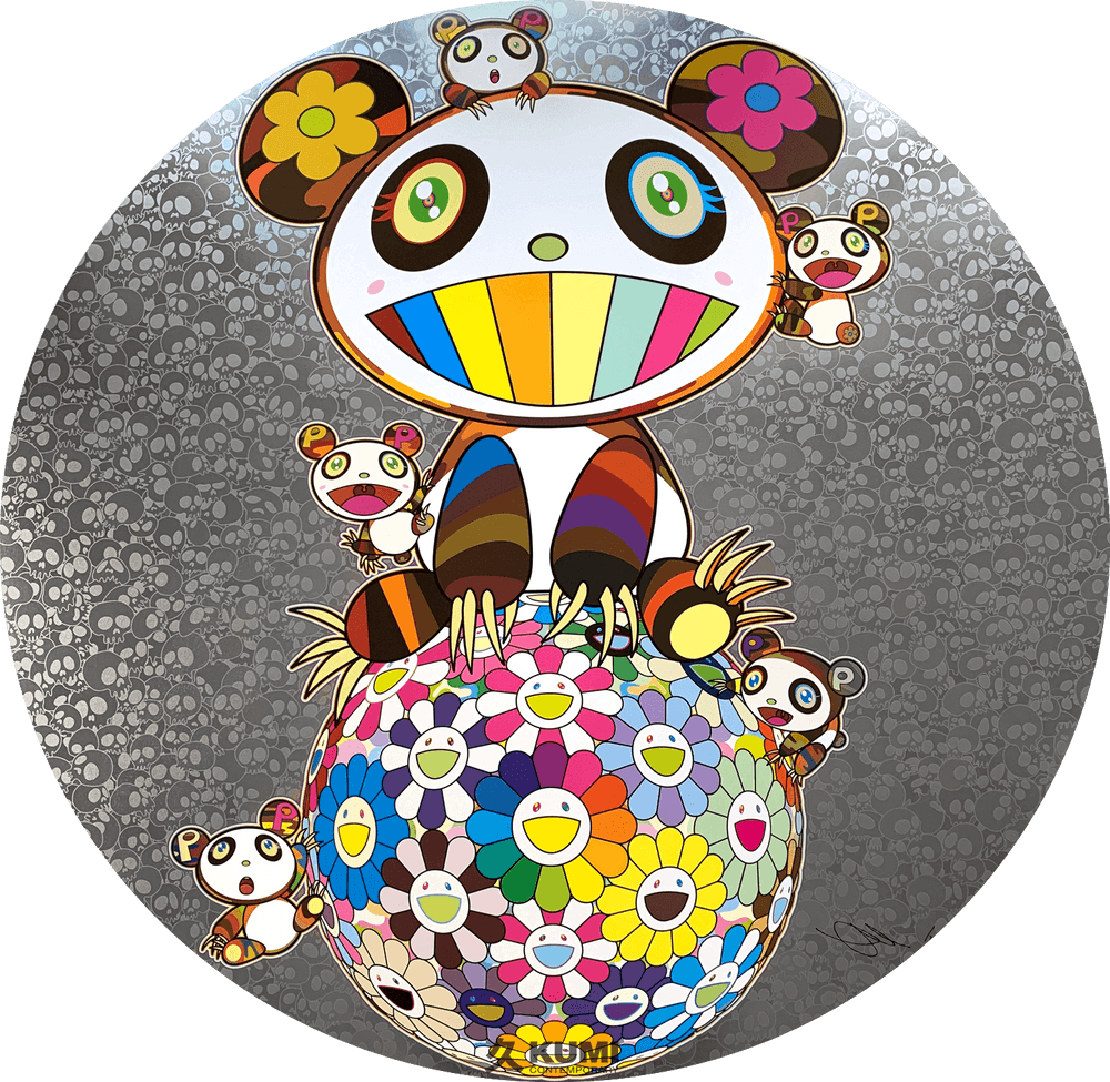 Takashi Murakami, ‘Panda with Panda Cubs on Flower Ball (Silver)’, 20-12-2019, Print, Archival Pigment Print with cold stamp, Kaikai Kiki Co., Ltd., Numbered, Dated