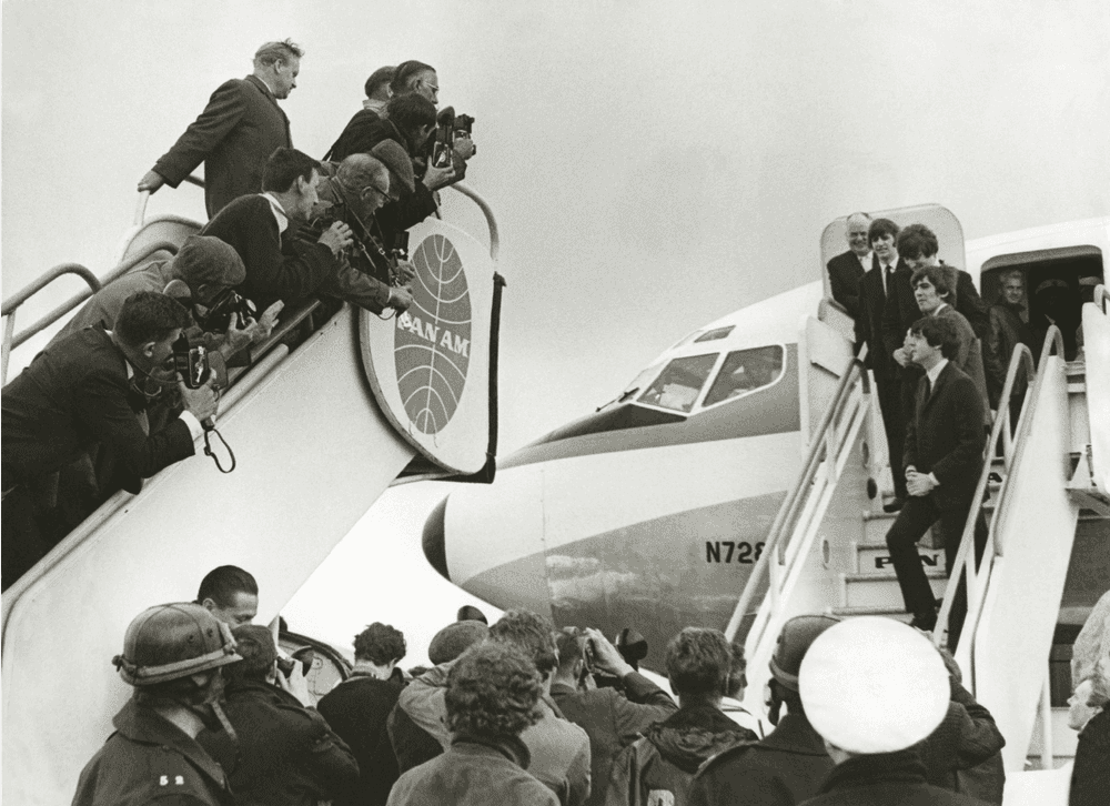 Terry O'Neill, ‘The Beatles Arrive in the US on Pan Am’, 1964, Photography, Silver Gelatin Print, null,