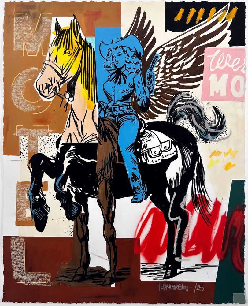 Terry Urban, ‘Outlaw Angel (Hand-Embellished)’, 2026, Print, Moab Entrada Rag Bright fine art paper, null, Numbered, Handfinished