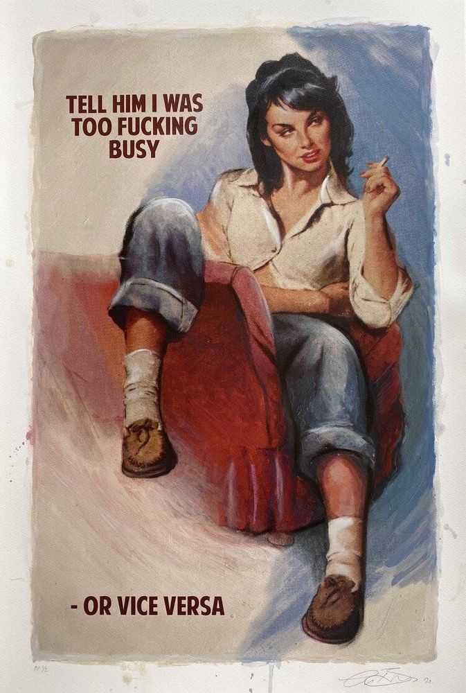 The Connor Brothers, ‘Tell Him I Was Too Fucking Busy - Or Vice Versa (Blue)’, 2021, Print, Hand Coloured Pigment Print with Varnish, Stowe Gallery, Numbered, Dated, Handfinished