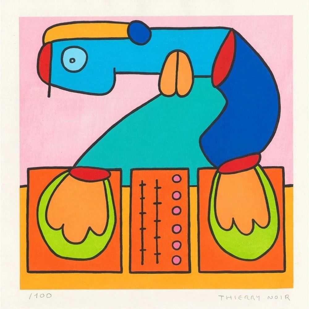 Thierry Noir, ‘The energy of the dance floor comes straight back to my ears’, 2025, Print, Ukiyo-e print in colours on kizuki hosho paper hand made by Ichibei Iwano, a designated Japanese living national treasure, null, Numbered