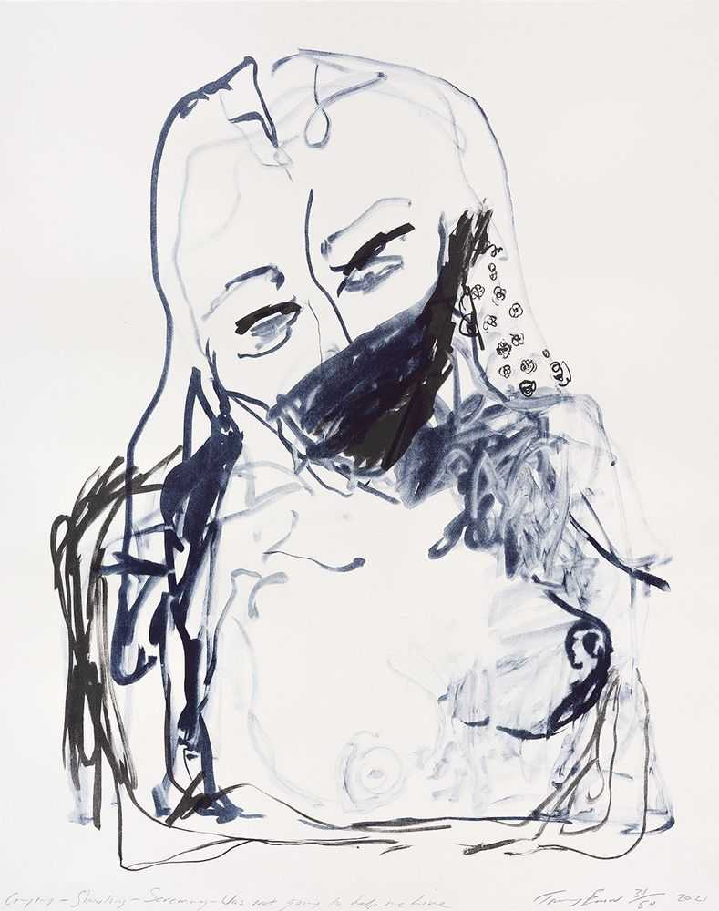 Tracey Emin, ‘Crying – Shouting – Screaming – Was Not going to help me’, 19-04-2022, Print, 2 colour lithographs on Somerset Velvet Warm White 400gsm, Counter Editions, Numbered, Dated