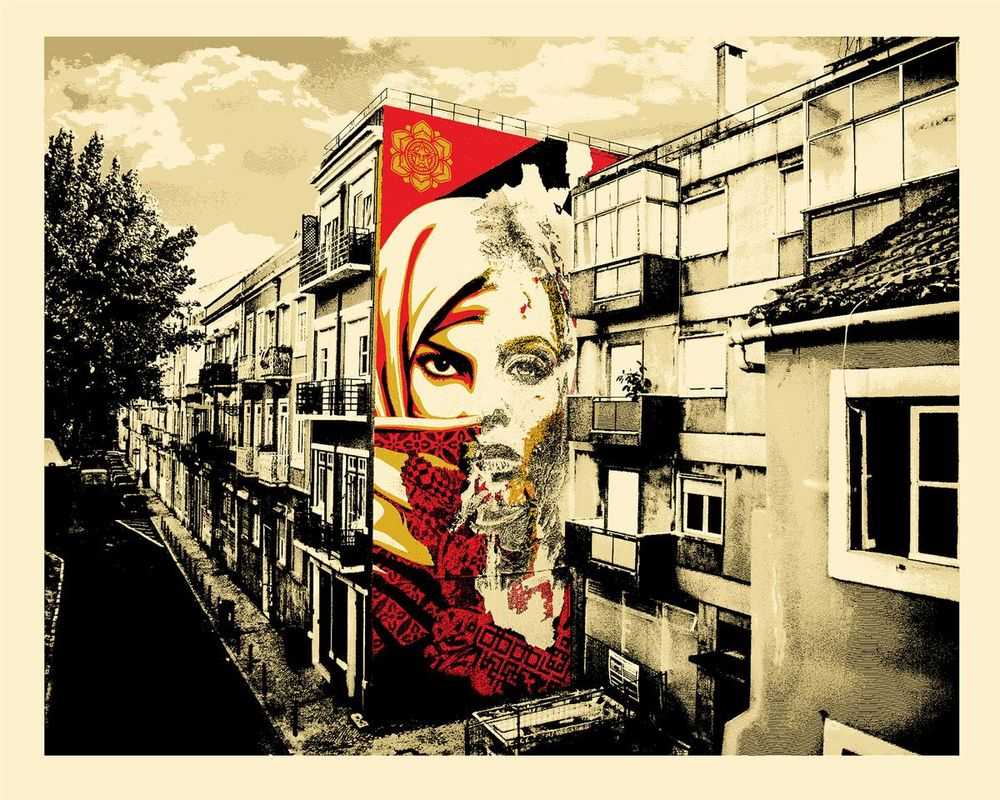 Vhils, ‘Universal Personhood Lisbon’, 2018, Print, screenprint on cream Speckletone paper, Obey Giant, Numbered