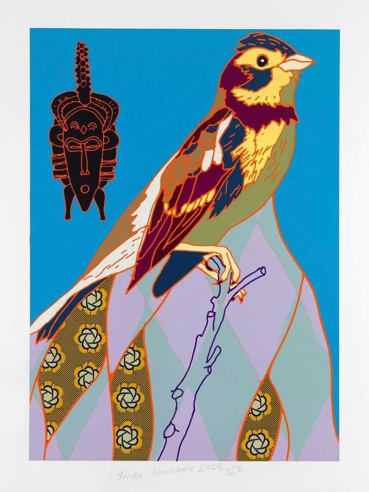 Yinka Shonibare, ‘African Bird Magic III’, 2023, Print, Relief prints with woodblock and fabric collage, Cristea Roberts Gallery, Numbered, Dated