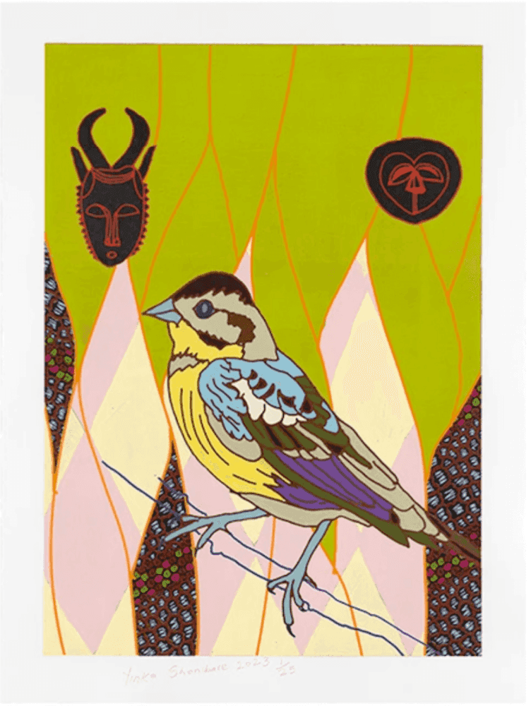 Yinka Shonibare, ‘African Bird Magic V’, 2023, Print, Relief prints with woodblock and fabric collage, Cristea Roberts Gallery, Numbered, Dated