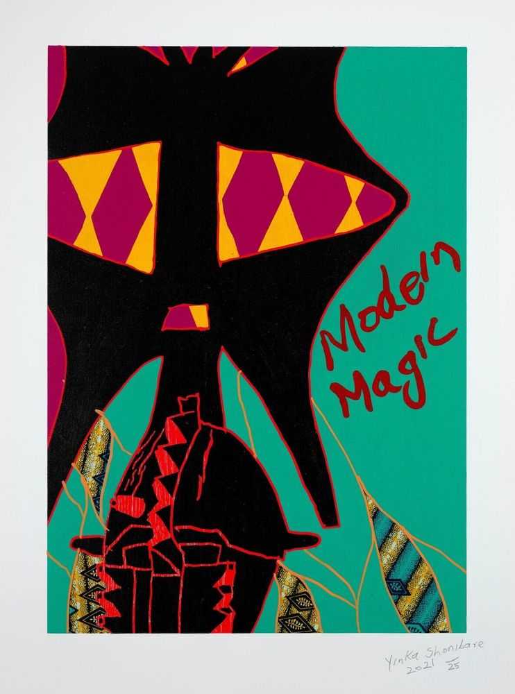 Yinka Shonibare, ‘Modern Magic IV’, 2021, Print, From a set of five relief prints with woodblock and fabric collage on Somerset Tub Sized Satin Radiant White 410gsm paper, Cristea Roberts Gallery, Numbered, Dated