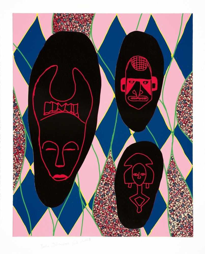 Yinka Shonibare, ‘Modern Spiritual III’, 2023, Print, Relief print with woodblock and batik fabric collage on Somerset Tub Sized Satin Radiant White 410gsm paper, Cristea Roberts Gallery, Numbered, Dated