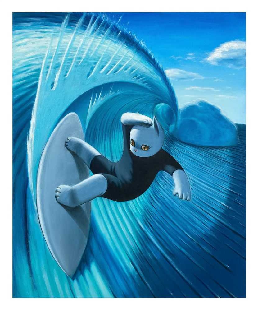 Yokoteen (Friends in Paradise), ‘Edge of Crest (Hand-Finished)’, 2023, Print, Giclée on Archival Cold Press Cotton Rag 300gsm; Uniquely embellished with white acrylic paint throughout the figure in the piece, Guy Hepner Editions, Numbered, Handfinished