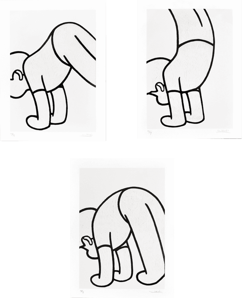 Yutaka Hashimoto, ‘Study for Null_Cited from Eadweard Muybridge's "The Human Figure in Motion" #011' (Triptych)’, 2023, Print, 3 Colour screenprints on 310gsm Mohawk Superfine Paper, Moosey Art, Numbered