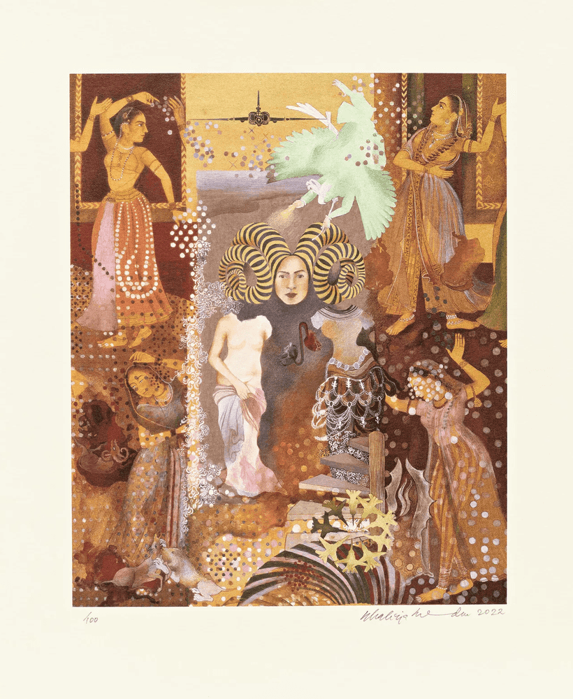Shahzia Sikander, ‘Pleasure Pillars’, 2022, Print, Five color offset lithograph, Pace Editions, Inc.,