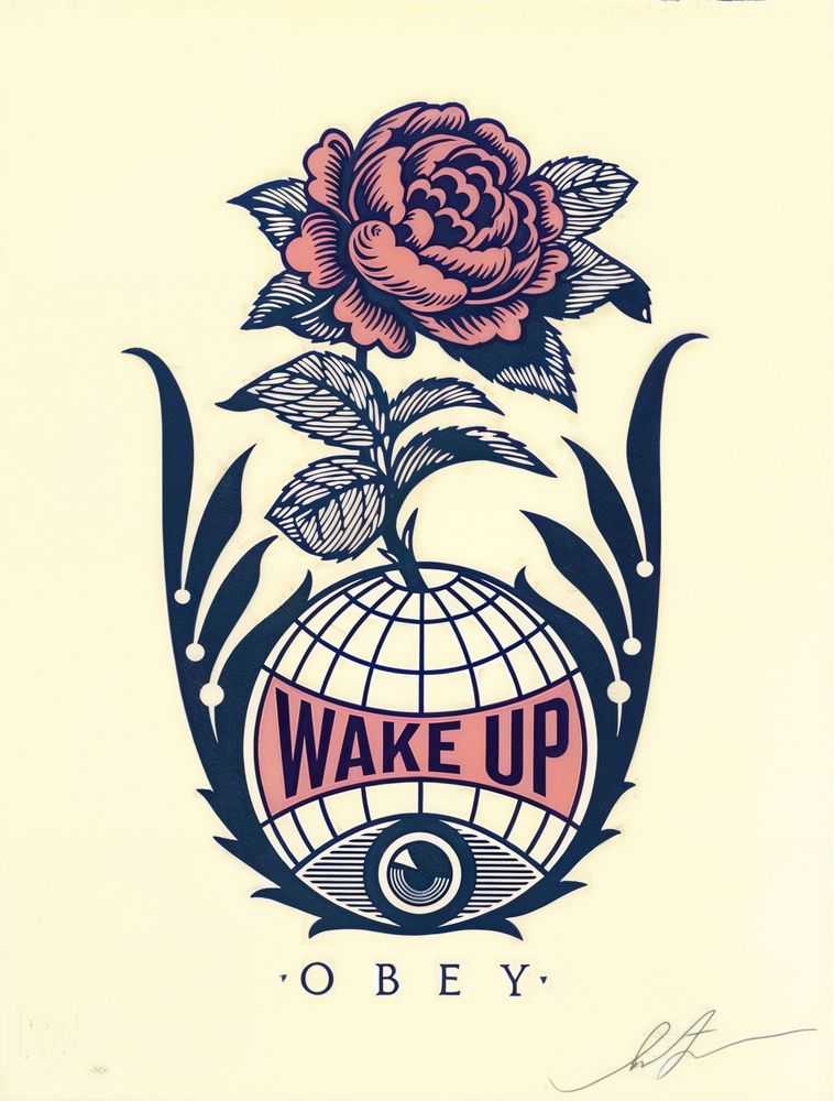 Shepard Fairey (Obey), ‘Wake Up Earth (Letterpress)’, 2020, Print, Letterpress on Speckletone cream paper, null, Numbered