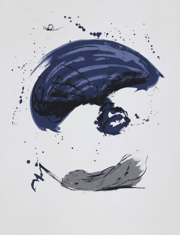Thrown Ink Bottle with Fly and Dropped Quill