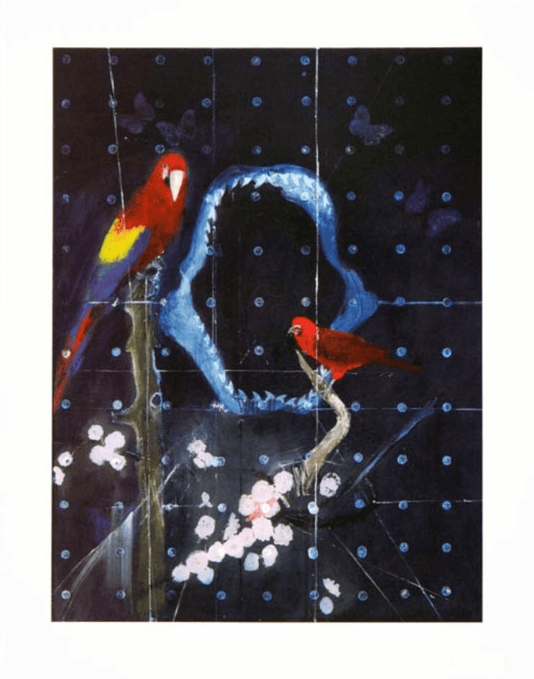 Red Bird And Parrot With Shark Jaw (Small)
