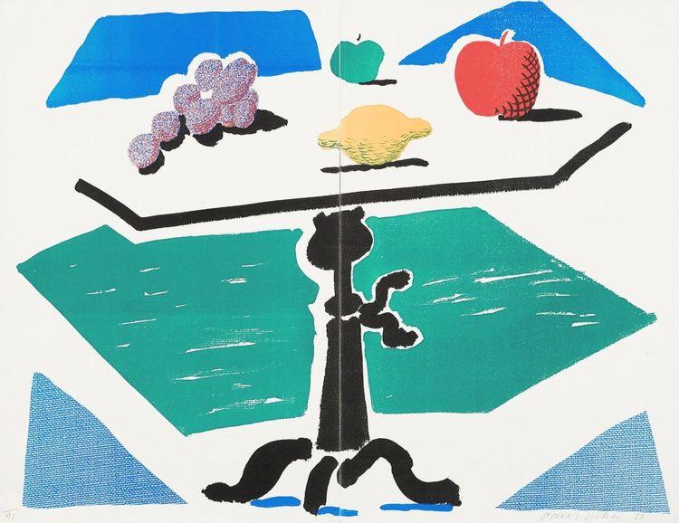 Apples, Grapes, Lemon On A Table