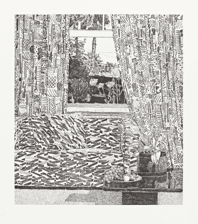 Pattern Couch Interior With Mar Vista View