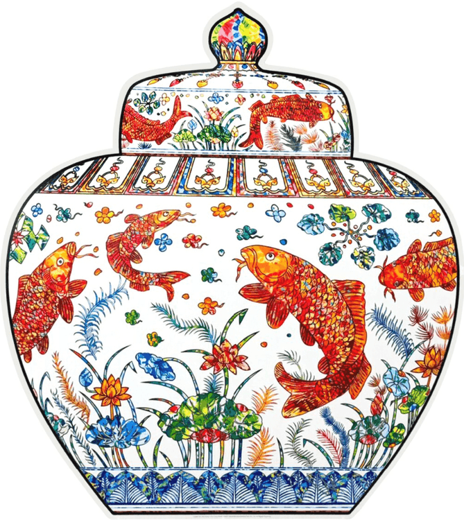 Lidded Jar with Design of a Lotus Pond
