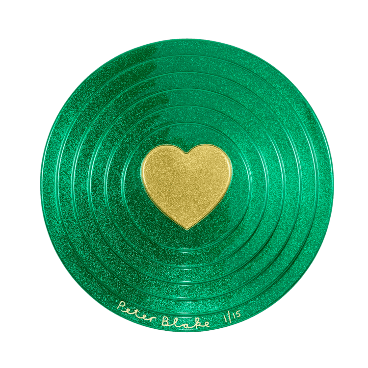 Gold Heart on Green Target (Metal Flake)